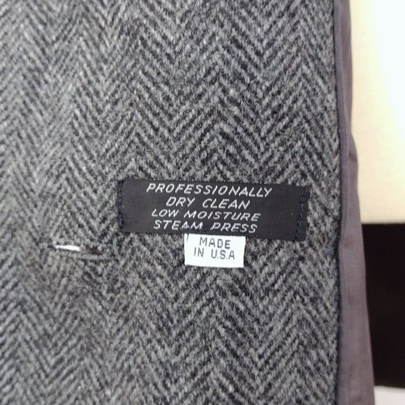 Vintage Gray Wool Herringbone Pea Coat Small - Picture 9 of 10